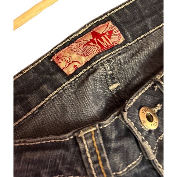 YMI Girls  Distressed Bootcut Jeans With Embroidered Pockets & Rhinestone Accent - Picture 6 of 7